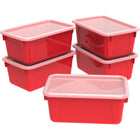 Storex petit bac à rangement avec couvercle - rouge - paquet de 5-Les couleurs vives sont parfaits pour la couleur de codage STEM
