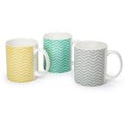 CTG Brands – Ensemble de tasses Can avec motif zig zag, 10 oz, vert, jaune, gris, paq./6-Ensemble: comprend 6 tasses au total, avec 3 couleurs différentes