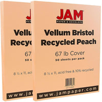 JAM Paper Papier cartonné bristol, fini vélin, 8 1/2 x 11 po, pêche, paquet de 100-Pêche