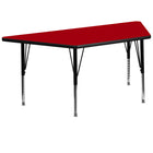 Flash Furniture – Table d’activités trapézoïdale de 30 x 60 (po), surface thermofusionnée, pattes préscolaires réglables, rouge-Stratifié, rouge