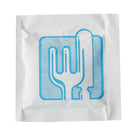Sanfacon Industries â€“ Serviettes humides, emballage papier et aluminium, imprimé de coutellerie, bleu-Bleu