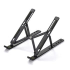Support portable et réglable pour ordinateur portable/tablette DAC MP-222, alliage d'aluminium, noir-Fabriqué en alliage d'aluminium de haute qualité et coussinets en silicone antidérapants.
