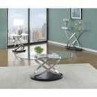 Brassex – Table de salon Chantal, argent/noir (275-08)-Design de la base à motif en croisé unique