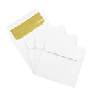 JAM Paper Enveloppes carrées avec revêtement intérieur et fermeture gommée, 6 x 6 po, blanc avec intérieur doré, paq./100-Fermeture : Gomme