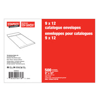 Staples - Enveloppes kraft pour catalogue avec rabats gommés, 9 x 12 po, 24 lb, brun, paquet de 500-Idéales pour l'envoi de catalogues, livrets, brochures et documents de plusieurs pages