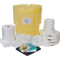 Zenith Safety – Trousse pour déversement industriel, 95 gallons, huile seulement, avec baril suremballé-Contenu : 50 tampons absorbants (15 x 17 po), 5 remblais tubulaires (3 x 48 po), 5 coussins absorbants (8 x 18 po), 4 barrages flottants (5 x 10 po), 1 rouleau absorbant (15 x 150 po), 1 couvercle de drain (36 x 36 po), 1 ruban de sécurité (3 x 300 po), 1 pâte de réparation (4 oz), 2 paires de gants en nitrile, 2TG (11), 2 paires de lunettes de sécurité (taille unique), 2 combinaisons microporeuses, (très