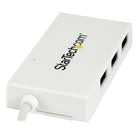 StarTech® Concentrateur USB-C à 4 ports, blanc (HB30C3A1CFBW)-Le câble intégré est doté d’un connecteur USB-C petit et réversible et il est compatible avec le port de données Thunderbolt 3