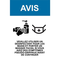 Mark Maker Français Vinyle adhésif - Avis Veuillez Utiliser Un Desinfectant Pour Les Mains Et Porter Un Masque Facial-Autocollant autocollant français face adhésive