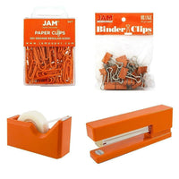 JAM Paper – Trousse de démarrage pour bureau, orange (338756or)-Comprend des trombones, des pinces relieuses, un distributeur de ruban, une agrafeuse et des agrafes