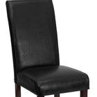 Chaise Parsons LeatherSoft noire-Finition du cadre en acajou