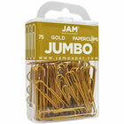 JAM PAPER - Trombone Geant Colore 2", Dore, 2 Paquets de 75-Taille : 2 pouces (grand/jumbo)