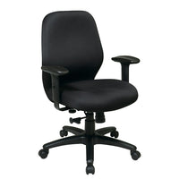 Chaise inclinable synchronisée 2:1 Work Smart à dossier moyen avec accoudoirs rembourrés souples réglables dans deux positions-Siège anatomique rembourré et dossier avec soutien lombaire intégré