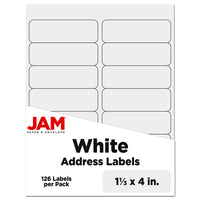 JAM Paper - Étiquettes d'adresse d'expédition rectangulaires - 1 1/3 po x 4 po - blanc - Paquet de 126-Emballage anglais seulement