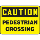 Accuform Signs – Enseigne, Caution; Pedestrian Crossing, 10 larg. x 14 haut. (po), plastique, noir sur jaune (MVHR687VP)-Message : Caution - Pedestrian Crossing