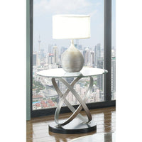Brassex – Table d'appoint Chantal, argent/noir (275-06)-Fini noir/argent avec verre trempé