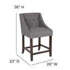 Flash Furniture – Tabouret de comptoir 24 po, de style transitionnel série Carmel, fini noyer, tissu gris foncé -Finition en bois de noyer