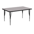 Flash Furniture – Table activités rectangulaire, 30 larg. x 48 long., dessus thermofusionné, pattes préscolaires réglables, gris-Stratifié gris