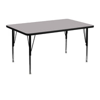 Flash Furniture – Table activités rectangulaire, 30 larg. x 48 long., dessus thermofusionné, pattes préscolaires réglables, gris-Stratifié gris