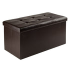Winsome - Pouf Ashford 15 po x 29,9 po avec espace de rangement, similicuir, espresso (92627)-Pouf avec espace de rangement