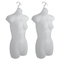 Eddie's - Formes féminines suspendues 3/4 de torse - PVC - dépoli - Paquet de 2 (155727-2)-Formes de torse 3/4 suspendues pour femmes