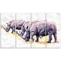 Designart – Imprimé sur toile, rhinocéros marchant, 5 panneaux (PT2340-271)-Impression